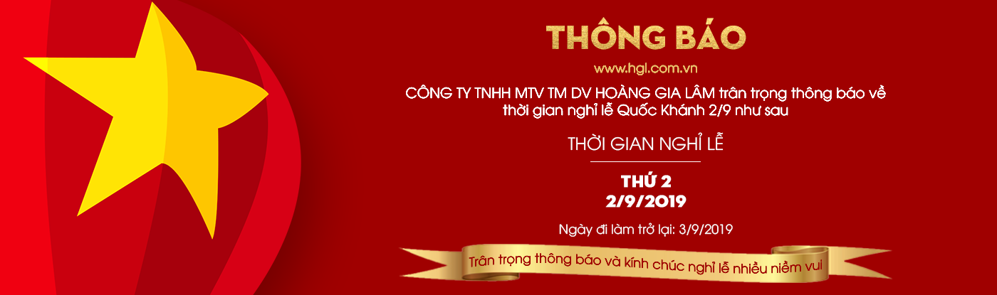 HGL Co.,Lt thông báo nghỉ lễ Quốc khánh 2/9